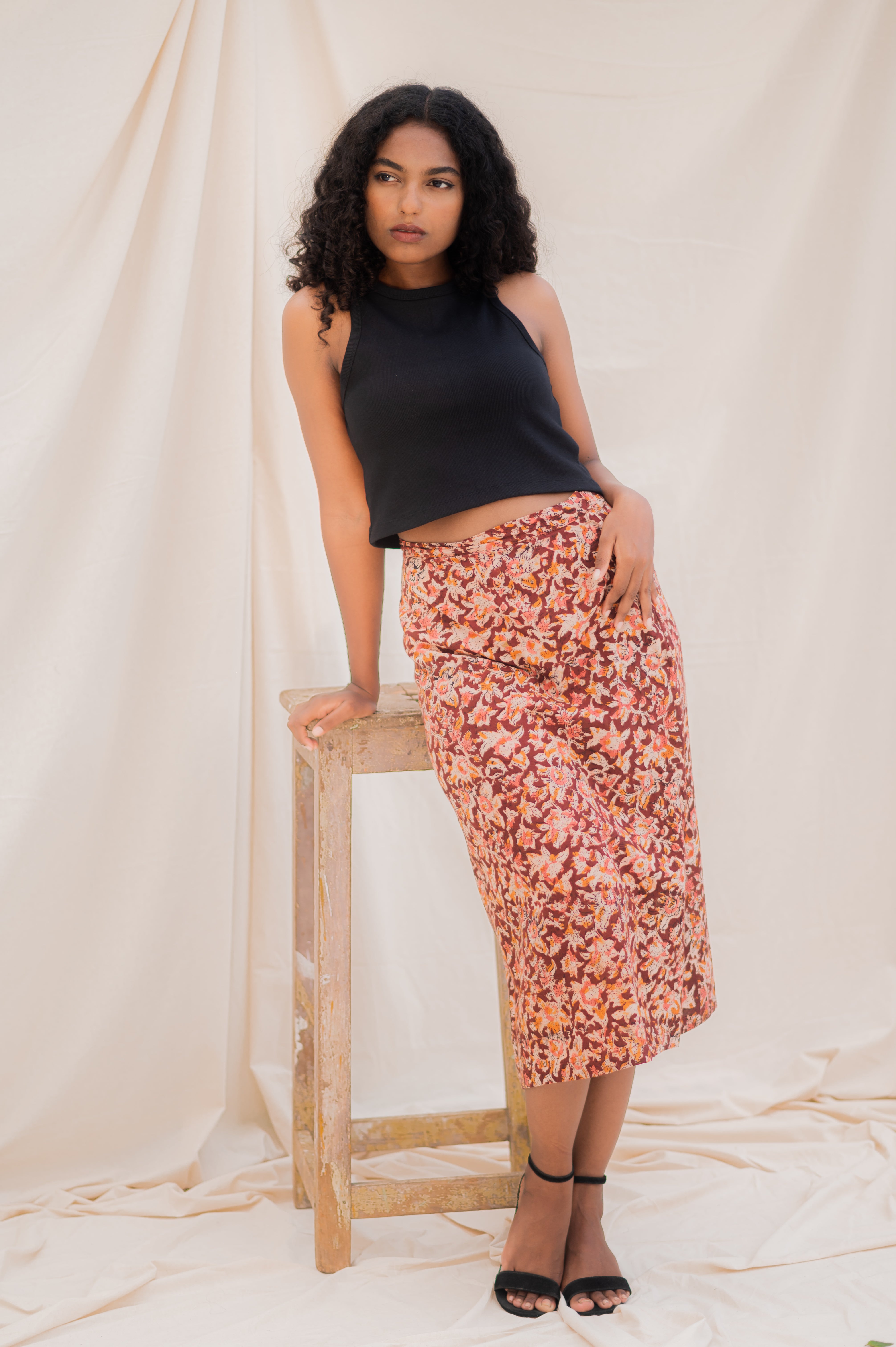 Rustic Bloom Kalamkari Skirt