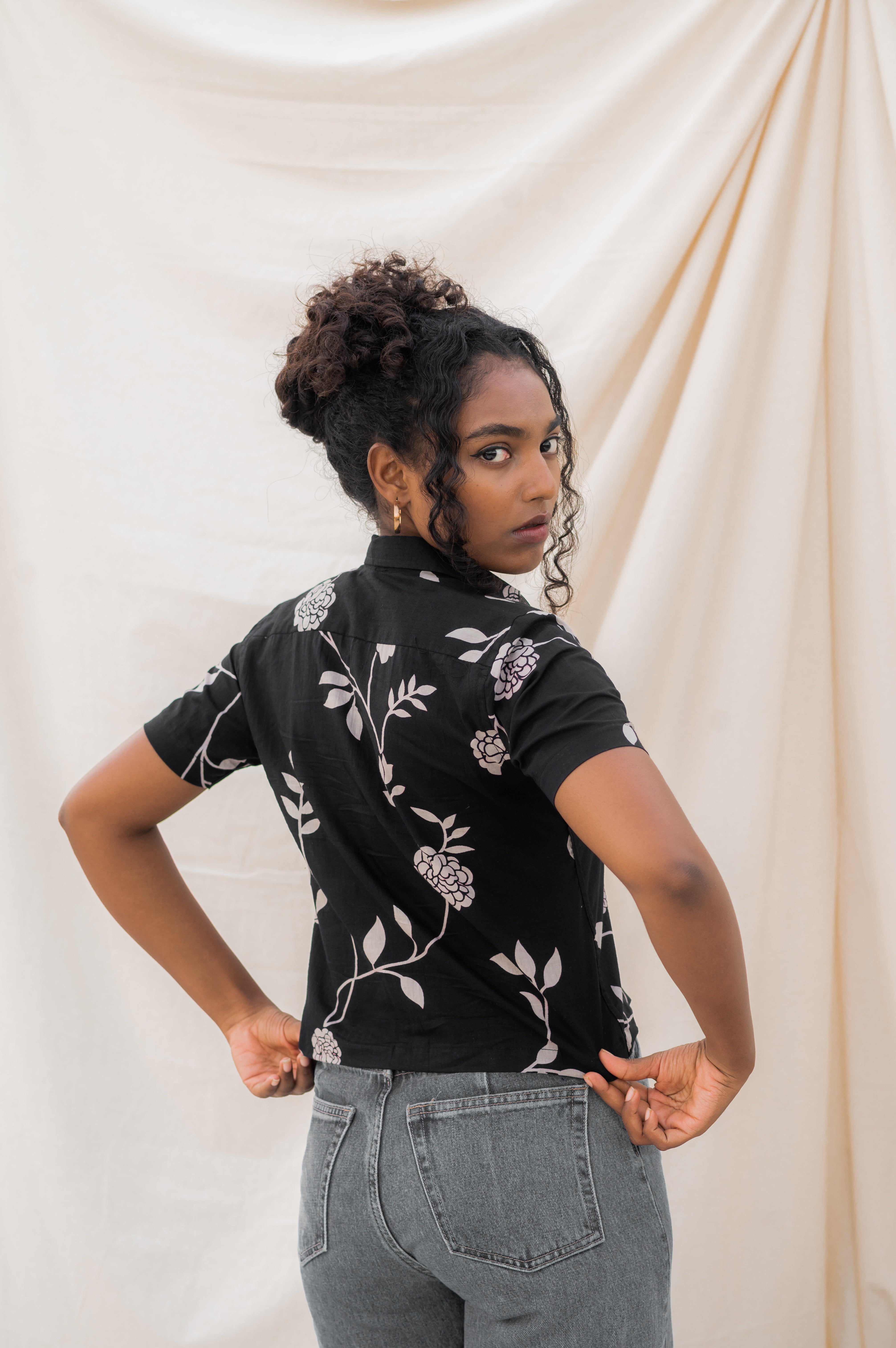 Black Bloom Shirt – Floral Graphic Shirt
