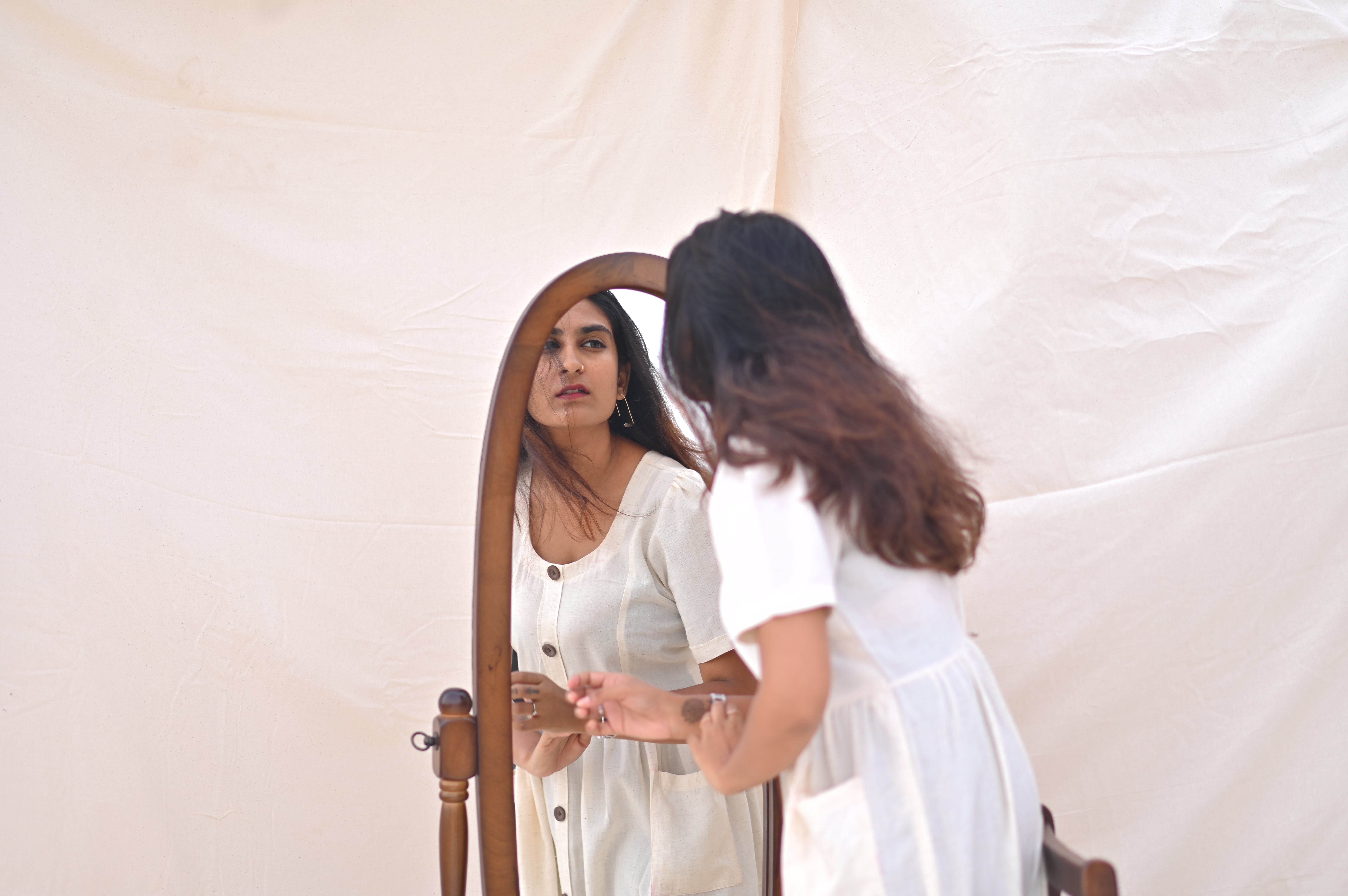 White Pure Linen Shirt Dress